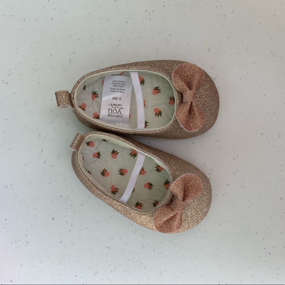 Baby girl Rose gold glitter flats